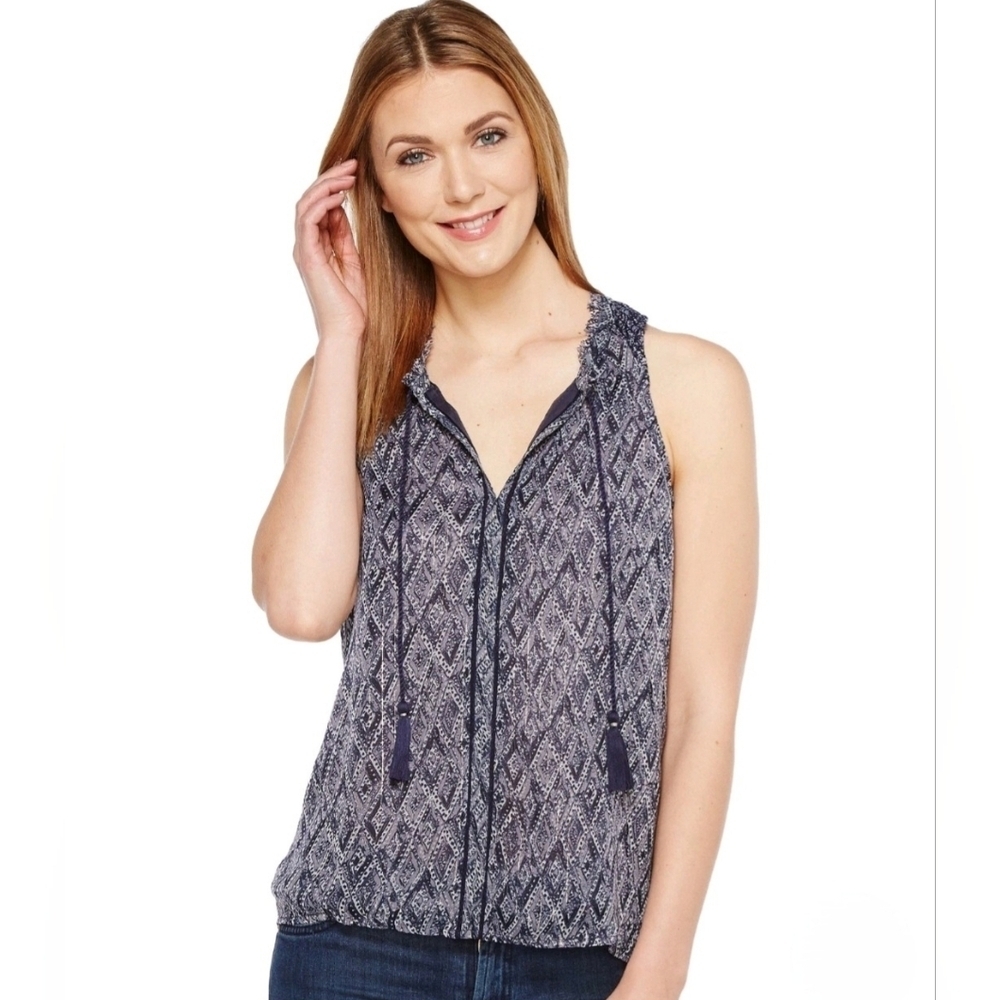 Lucky Brand Womens Sheer Sleeveless Lightweight Racer Back Top